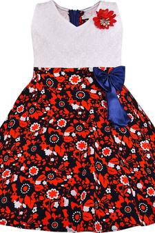 Red Cotton  stitched    dress