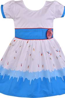 blue Cotton  stitched    dress