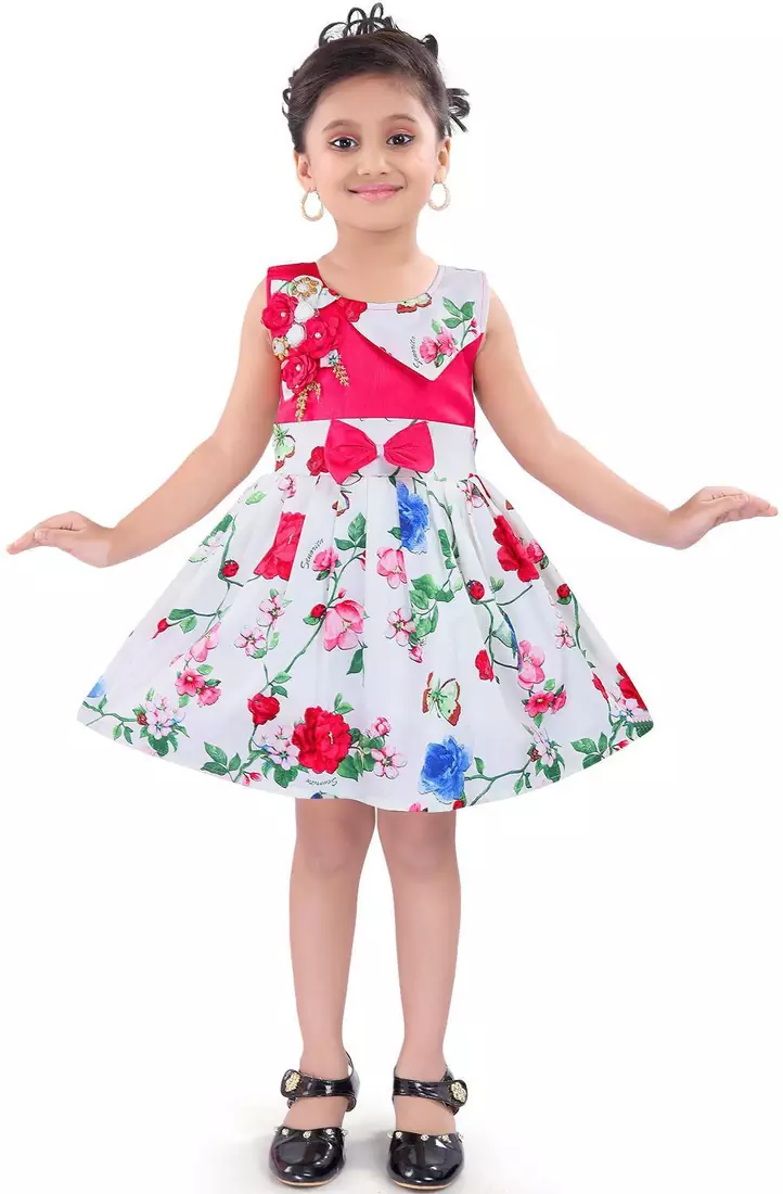 White Cotton  stitched    dress