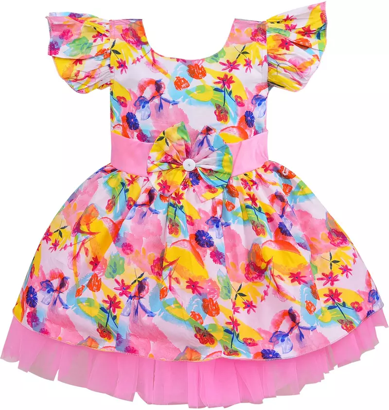 Pink Cotton  stitched    dress