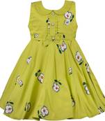 Green Cotton  stitched    dress
