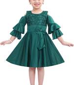 Green Cotton  stitched    dress