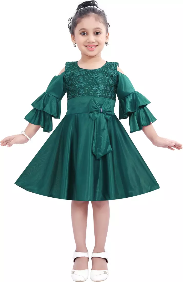 Green Cotton  stitched    dress