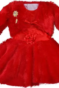 Red Cotton  stitched    dress