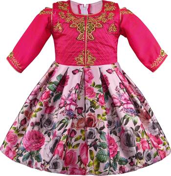 Pink satin stitched    dress 1