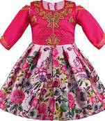 Pink satin stitched    dress