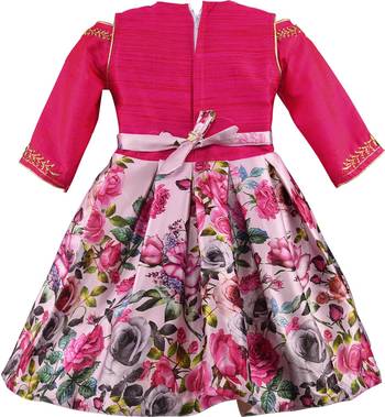 Pink satin stitched    dress 2