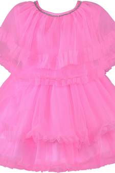 Pink Net stitched    dress