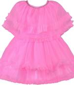 Pink Net stitched    dress