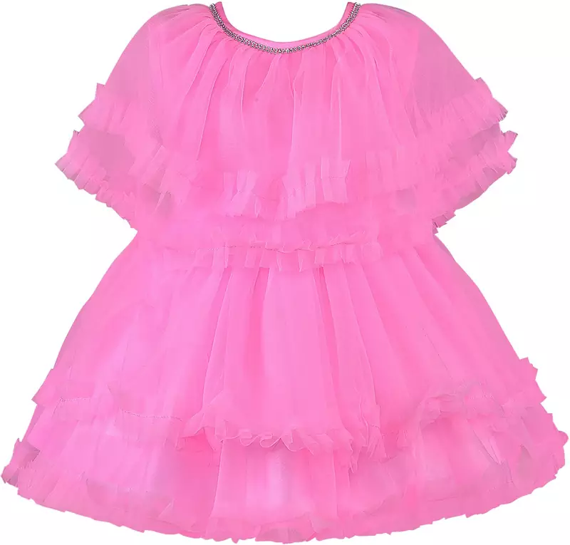 Pink Net stitched    dress