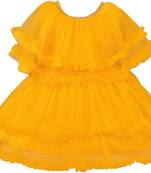 Yellow Net stitched    dress