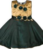 Green satin stitched    dress