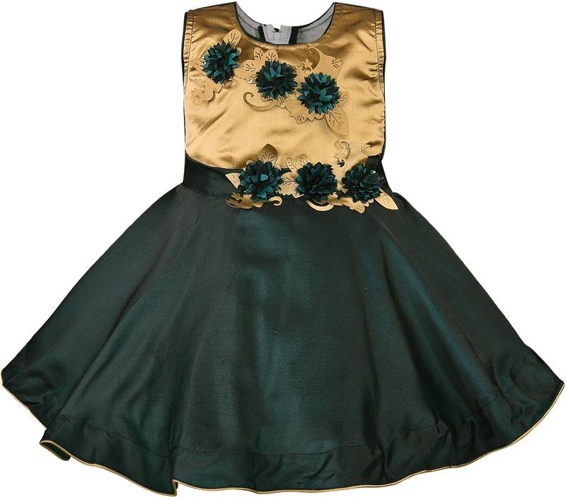 Green satin stitched    dress
