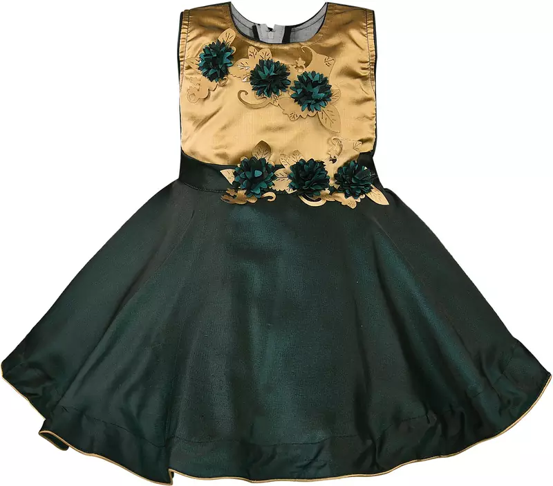 Green satin stitched    dress