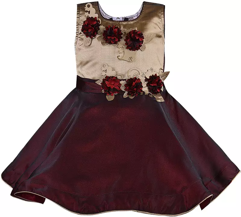 Maroon satin stitched    dress