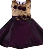 Purple satin stitched    dress