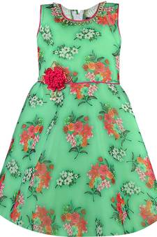 Green Georgette stitched    dress