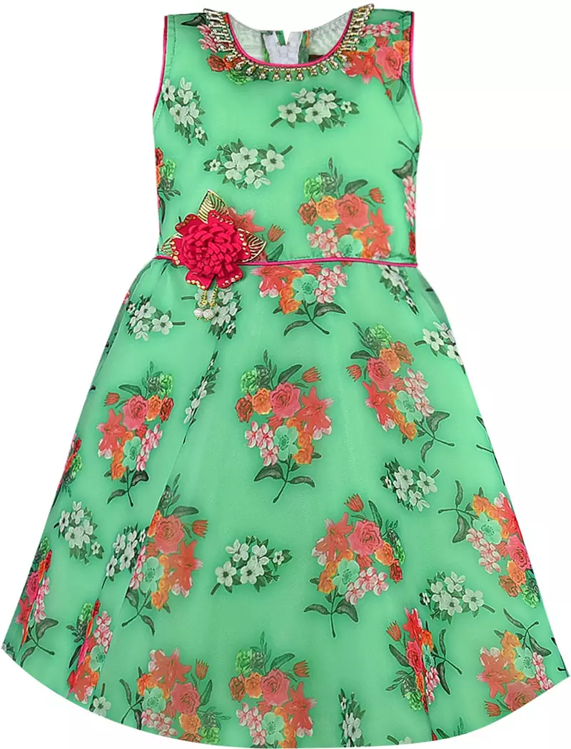 Green Georgette stitched    dress