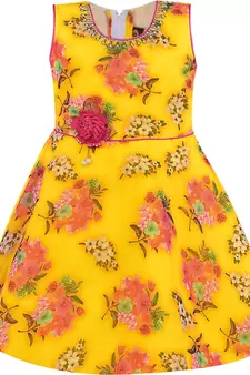 Yellow Georgette stitched    dress