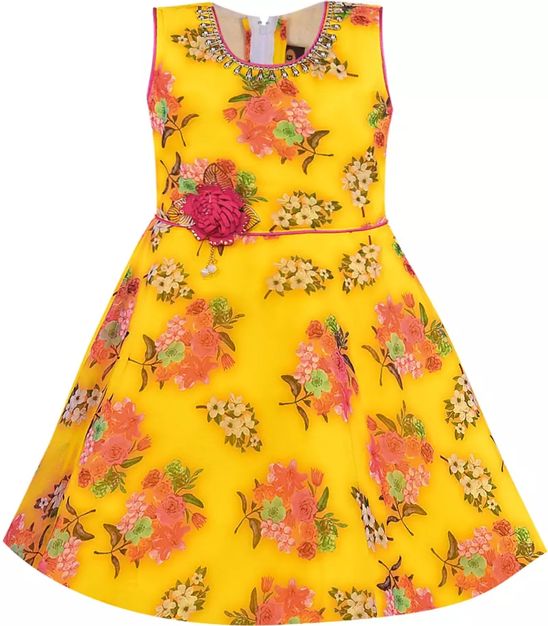 Yellow Georgette stitched    dress