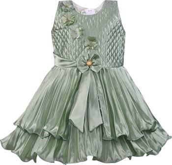 Green satin stitched    dress 1