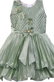 Green satin stitched    dress
