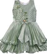 Green satin stitched    dress