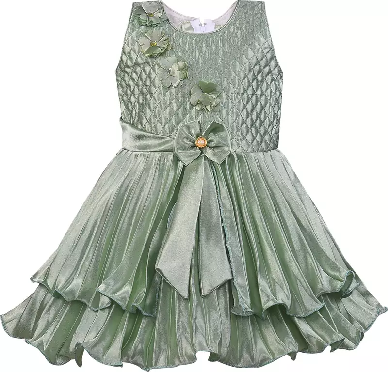Green satin stitched    dress