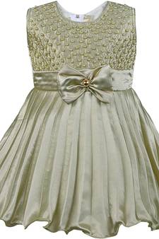 Green satin stitched    dress