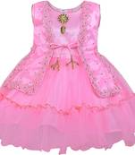 Pink Net stitched    dress