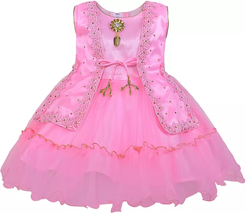 Pink Net stitched    dress