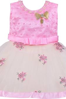 Pink Net stitched    dress
