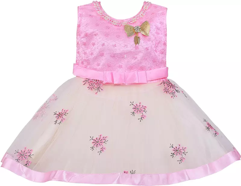 Pink Net stitched    dress