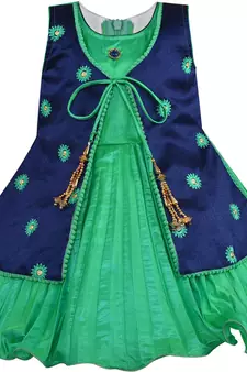 Green satin stitched    dress