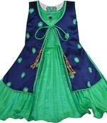 Green satin stitched    dress