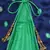 Green satin stitched    dress
