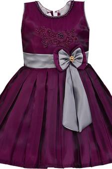Purple satin stitched    dress