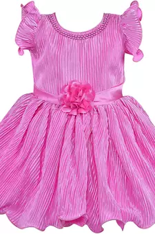 Pink satin stitched    dress