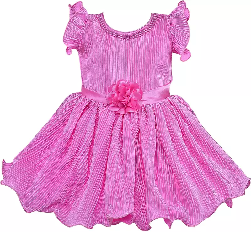 Pink satin stitched    dress