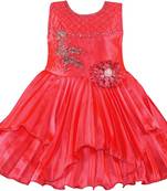 Red satin stitched    dress