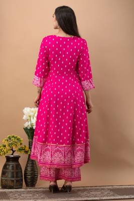 Women's Beautiful Rayon Printed Anarkali Kurta With Plazzo And Dupatta Sets 2
