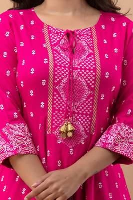Women's Beautiful Rayon Printed Anarkali Kurta With Plazzo And Dupatta Sets 3
