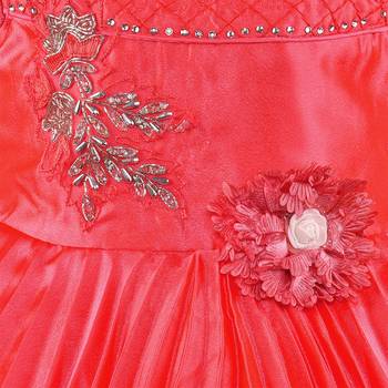 Red satin stitched    dress 3