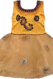 Beige Net stitched    dress