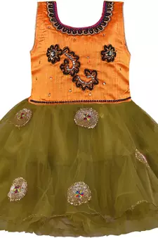 Green Net stitched    dress