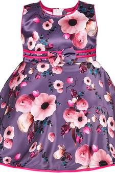 Purple satin stitched    dress