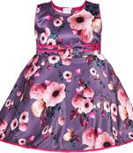 Purple satin stitched    dress