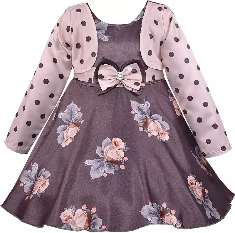 Brown satin stitched    dress