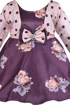 Purple satin stitched    dress