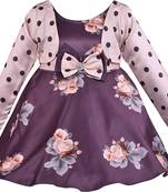 Purple satin stitched    dress